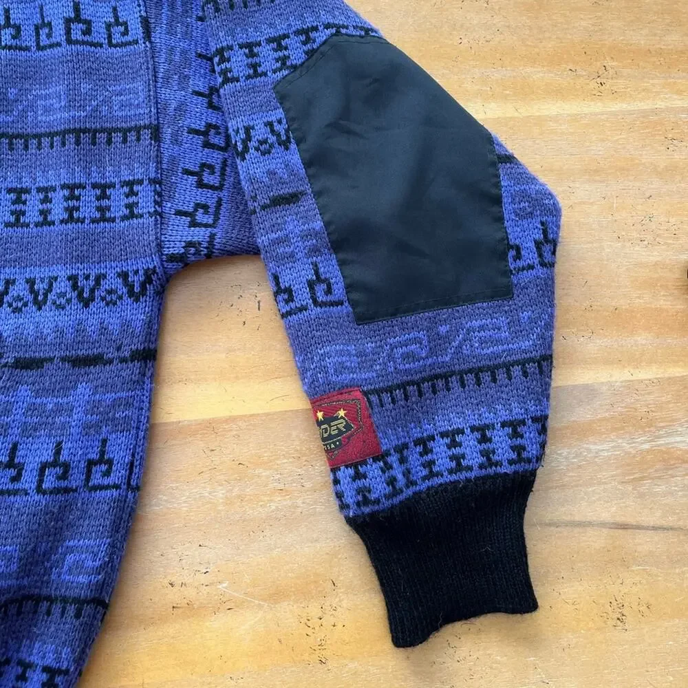 Vintage Spyder Ski Sweater Pullover Jacket Outerwear Purple Black Size Large